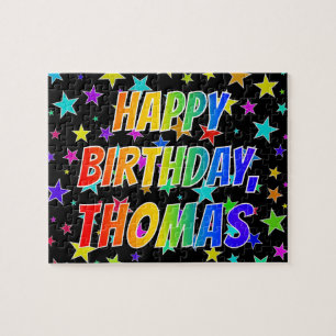 "THOMAS" First Namn, Roligt "GRATTIS PÅ FÖDELSED Pussel