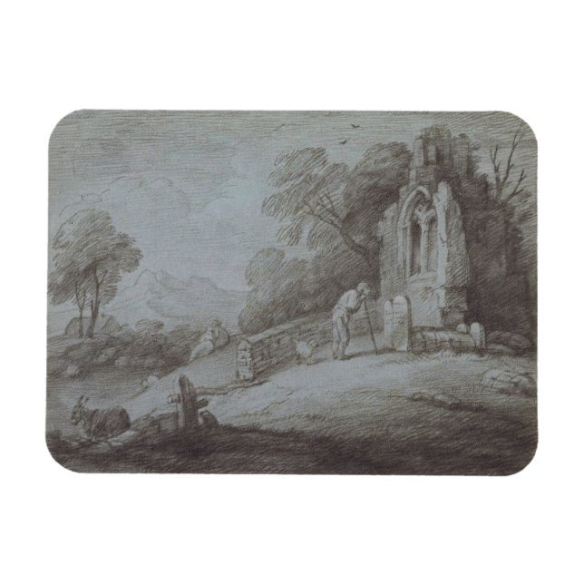 Thomas Gainsborough | Churchyard med Figur Conte Magnet (Horisontell)