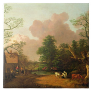 Thomas Gainsborough en landskap med figurer, Fa Kakelplatta