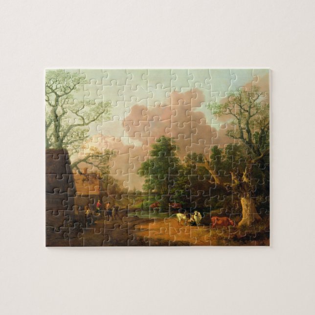 Thomas Gainsborough | en landskap med figurer, Fa Pussel (Horisontell)