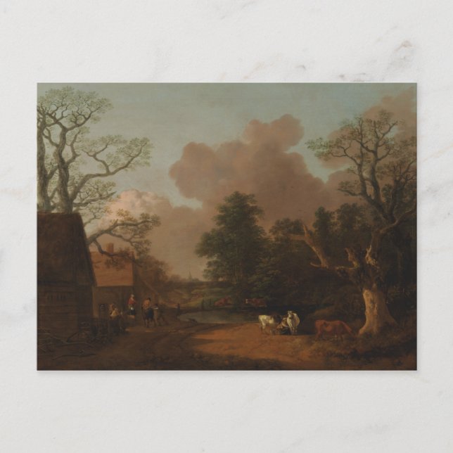 Thomas Gainsborough - Landskap med Milkmaid Vykort (Framsida)