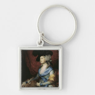 Thomas Gainsborough Mrs Sarah Siddons, actresna Fyrkantig Silverfärgad Nyckelring