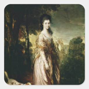 Thomas Gainsborough Portrait av Fru Lowndes-Ston Fyrkantigt Klistermärke