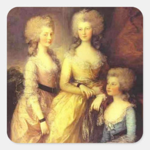 Thomas Gainsborough-Three daughters of George III Fyrkantigt Klistermärke