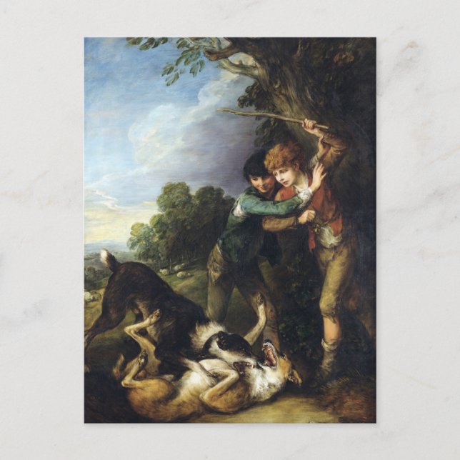 Thomas Gainsborough Två herdepojkar med hundar Vykort (Framsida)