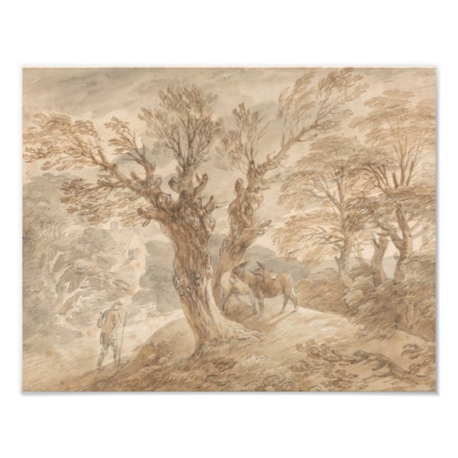 Thomas Gainsborough -Wooded Ligcape with Peasant Fototryck (Framsidan)