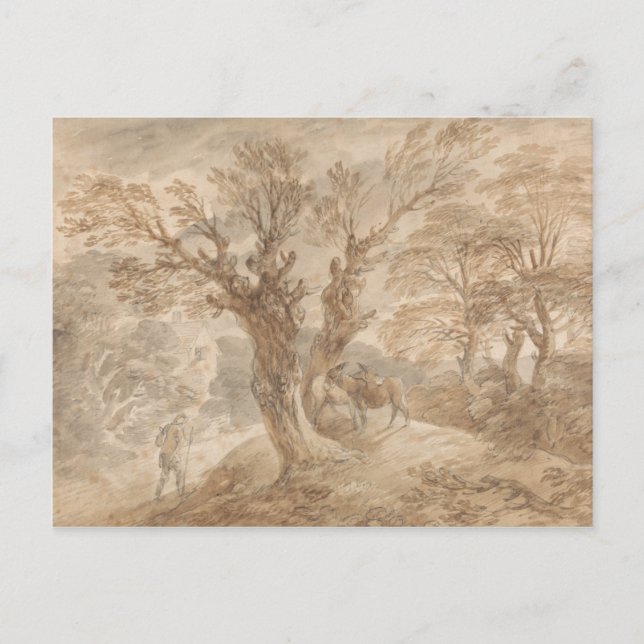 Thomas Gainsborough -Wooded Ligcape with Peasant Vykort (Framsida)