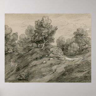 Thomas Gainsborough - Wooded Upland liggande med Poster
