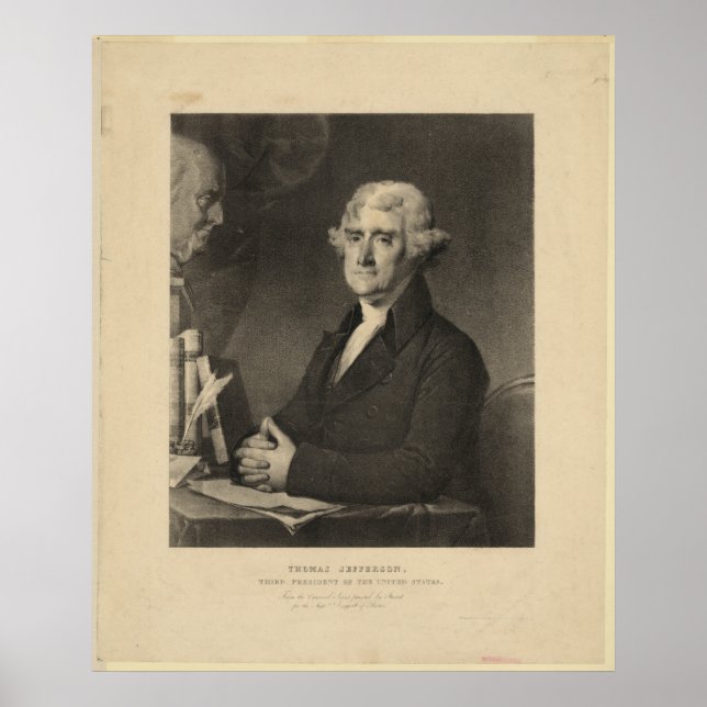 THOMAS JEFFERSON 3rd U.S. President Lithograph Poster (Framsidan)