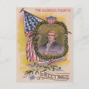 Thomas Jefferson Amerikansk Flagga Förgätmigej Vykort