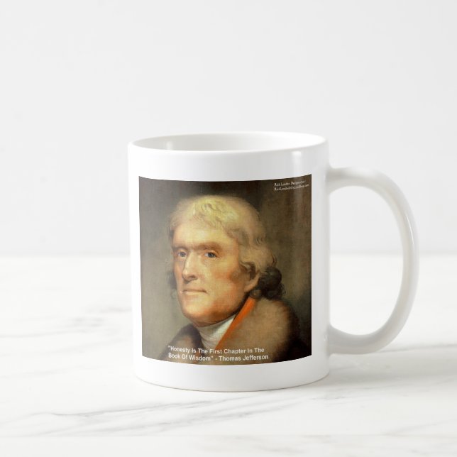 Thomas Jefferson "Ärlighet" Visdomspresenter Citat Kaffemugg (Höger)