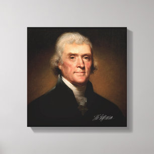 Thomas Jefferson av Rembrandt Peale. Namnteckning. Canvastryck