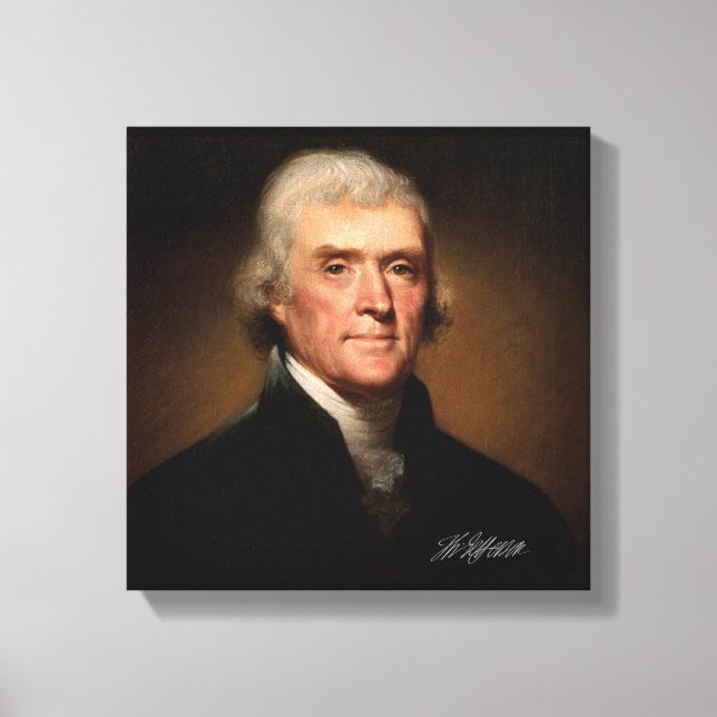 Thomas Jefferson av Rembrandt Peale. Namnteckning. Canvastryck (Framsida)