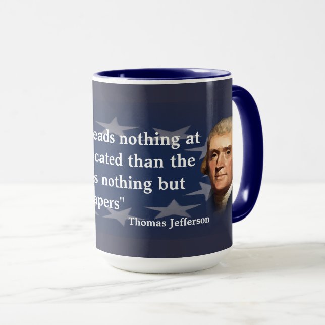 Thomas Jefferson-citat om tidningar Mugg (Framsida höger)