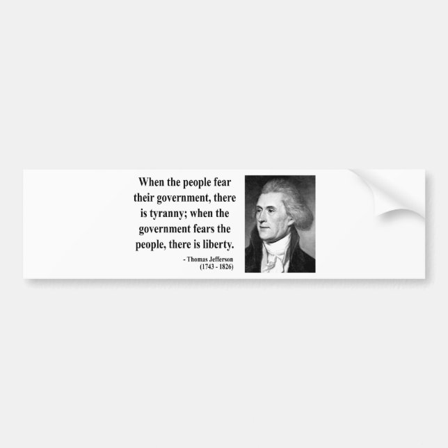 Thomas Jefferson citationstecken 5b Bildekal (Framsidan)