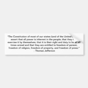 Thomas Jefferson citationstecken - konstitution Bildekal