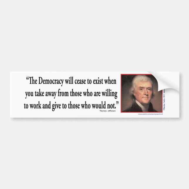 Thomas Jefferson - citationsteckendemokrati Bildekal (Framsidan)