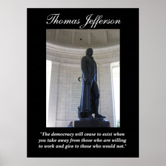 Thomas Jefferson "Demokratin kommer att upphöra.." Poster