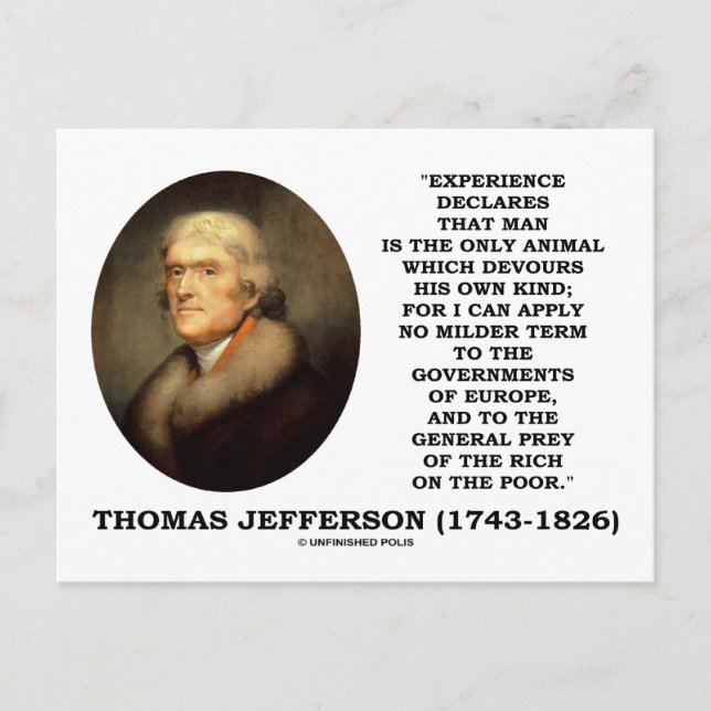 Thomas Jefferson Experience Man Avvänder Egen Art Vykort (Framsida)