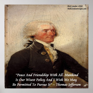 Thomas Jefferson "Fred & Vänskap" Citat Affisch