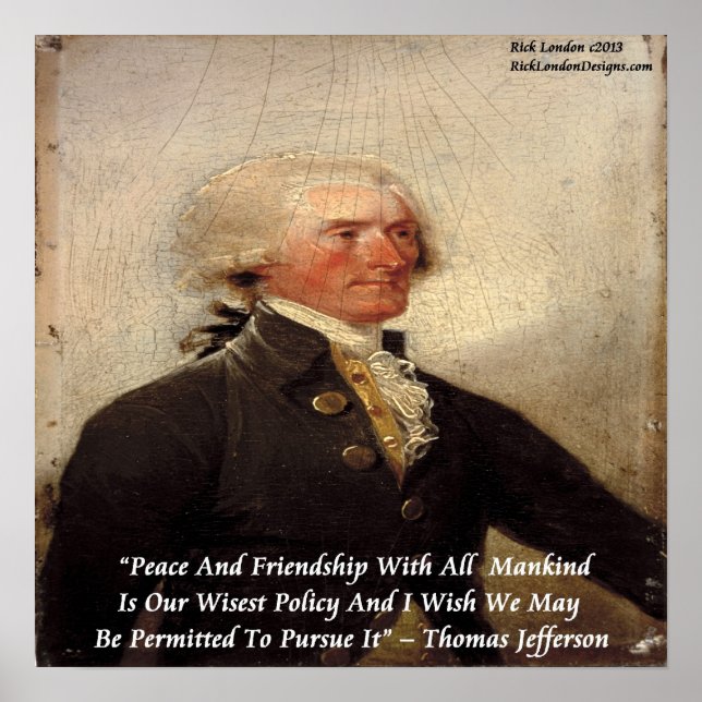 Thomas Jefferson "Fred & Vänskap" Citat Affisch (Framsidan)