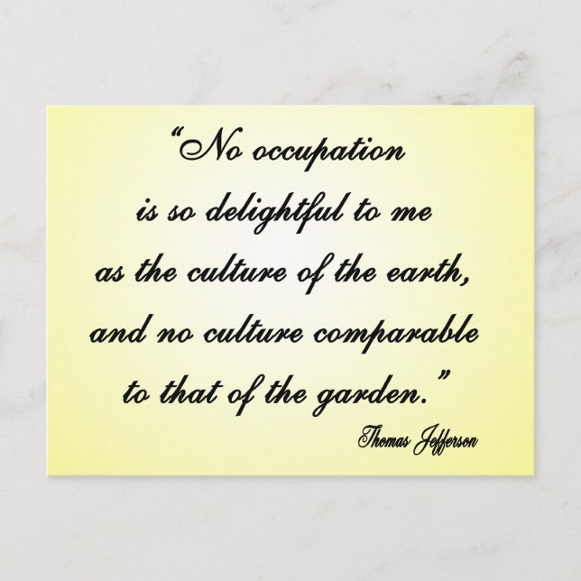 Thomas Jefferson Garden Quote Vykort (Framsida)