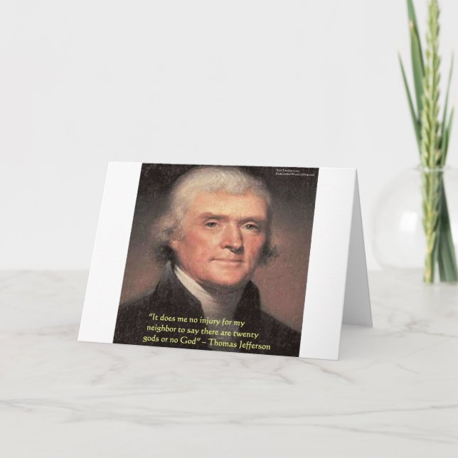 Thomas Jefferson "Grannens Religion" Citat Gåvor Kort (Framsida)