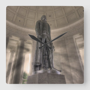 Thomas Jefferson Memorial Bronze Statue Fyrkantig Klocka