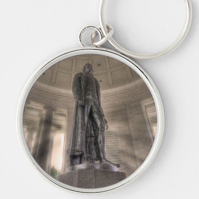 Thomas Jefferson Memorial Bronze Statue Rund Silverfärgad Nyckelring (Framsidan)