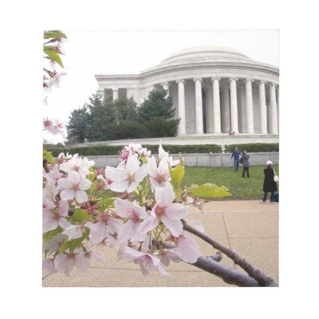 Thomas Jefferson-minnesmärket med körsbärsblommor Anteckningsblock (Framsida)
