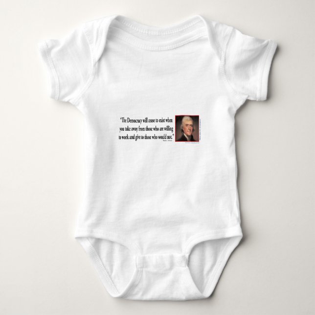 Thomas Jefferson On Democracy T Shirt (Framsida)