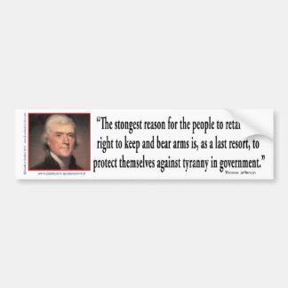 Thomas Jefferson on Gun Control Bildekal