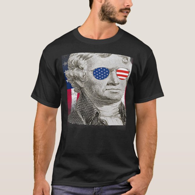 Thomas Jefferson Patriotic American Flag 4th of Ju T Shirt (Framsida)