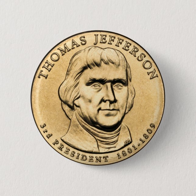 Thomas Jefferson Presidentiell $1 Myntknapp Knapp (Framsida)