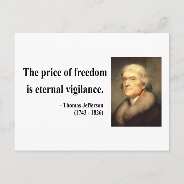 Thomas Jefferson Quote 2c Vykort (Framsida)