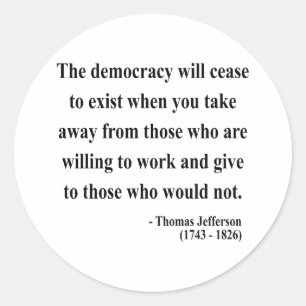 Thomas Jefferson Quote 3a Runt Klistermärke