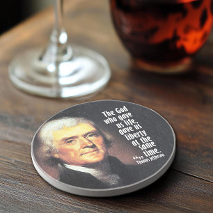 Thomas Jefferson Quote om Gud och Liberty Underlägg Sandsten