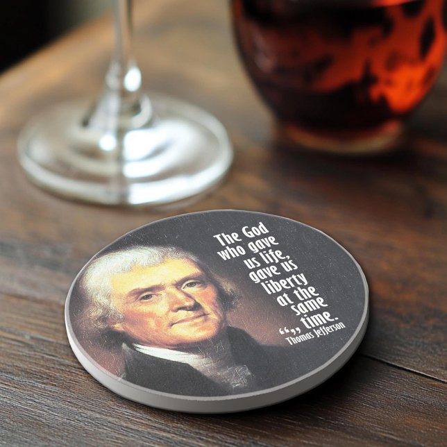 Thomas Jefferson Quote om Gud och Liberty Underlägg Sandsten (Thomas Jefferson Quote Coaster)