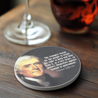 Thomas Jefferson Quote på Högerna till Bear Arm Underlägg Sandsten