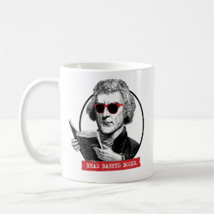 Thomas Jefferson Reads Banned Bokar Kaffemugg