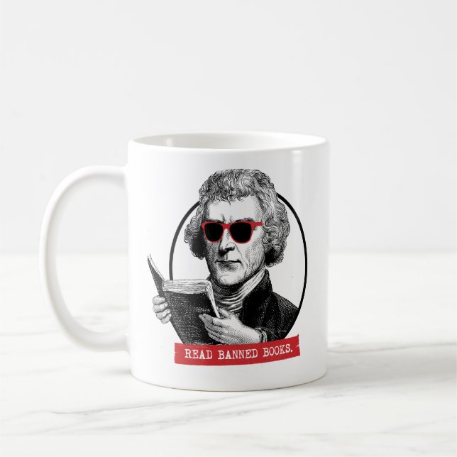 Thomas Jefferson Reads Banned Bokar Kaffemugg (Vänster)