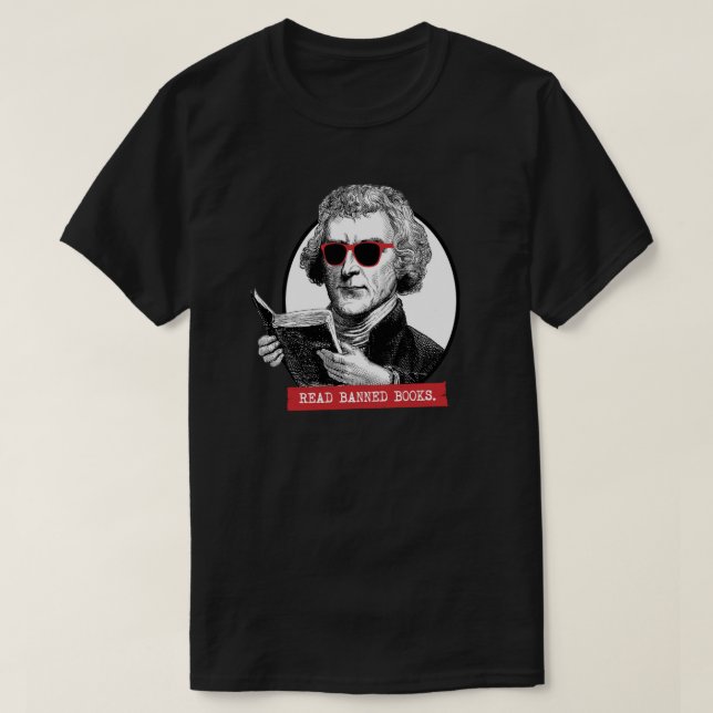 Thomas Jefferson Reads Banned Bokar T Shirt (Design framsida)