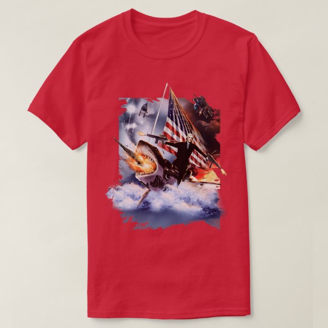 Thomas Jefferson Riding Shark T Shirt (Design framsida)