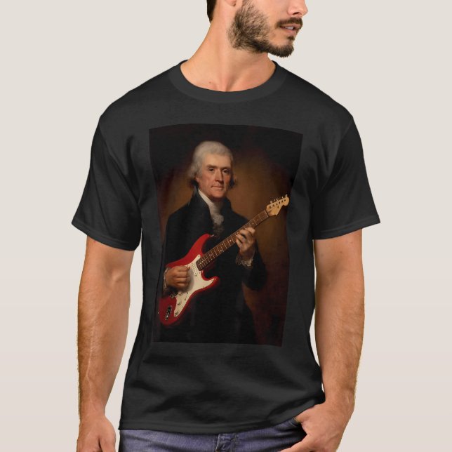 Thomas Jefferson spelar elgitarr T Shirt (Framsida)