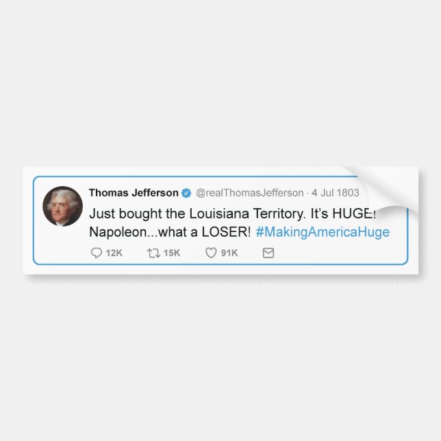 Thomas Jefferson tweets det Louisiana köp Bildekal (Framsidan)