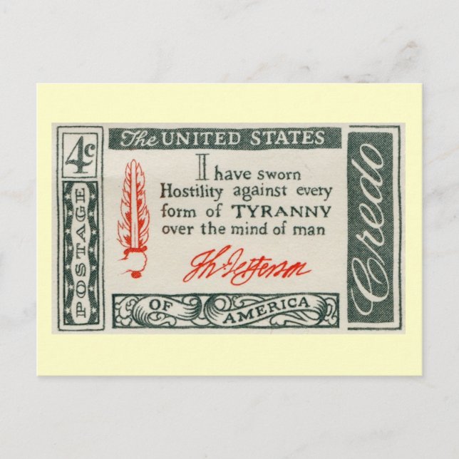 Thomas Jefferson Tyranny Vintage Vykort (Framsida)