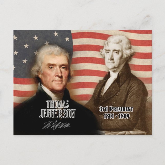 Thomas Jefferson - USA:s tredje president Vykort (Framsida)