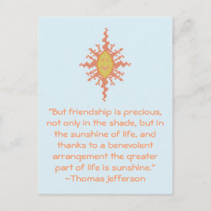 Thomas Jefferson Vänskap Quote Postcard Vykort