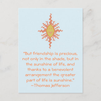 Thomas Jefferson Vänskap Quote Postcard Vykort