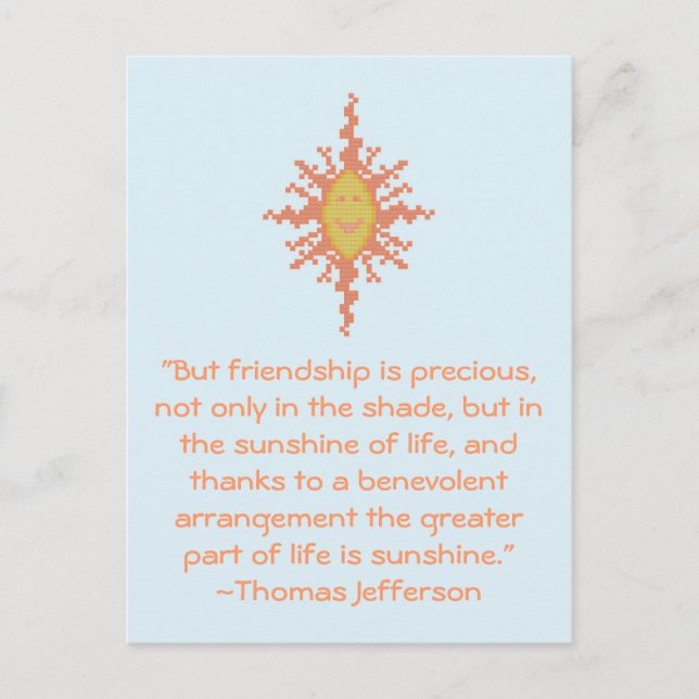 Thomas Jefferson Vänskap Quote Postcard Vykort (Framsida)